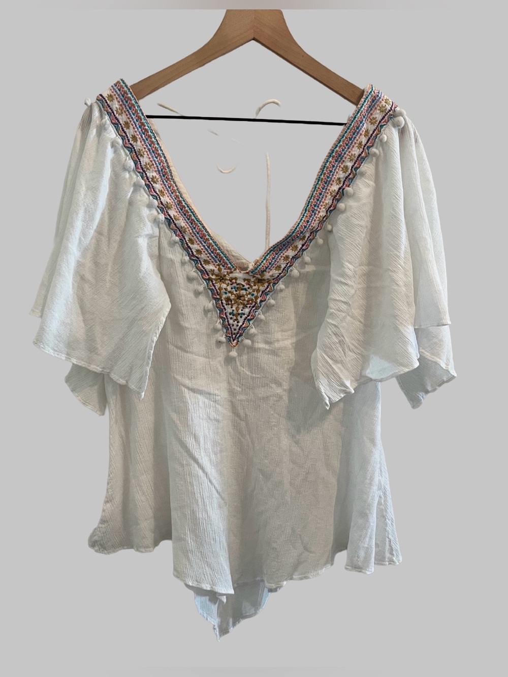Free People Embroidered Gauze Tunic Coverup White Size 12
